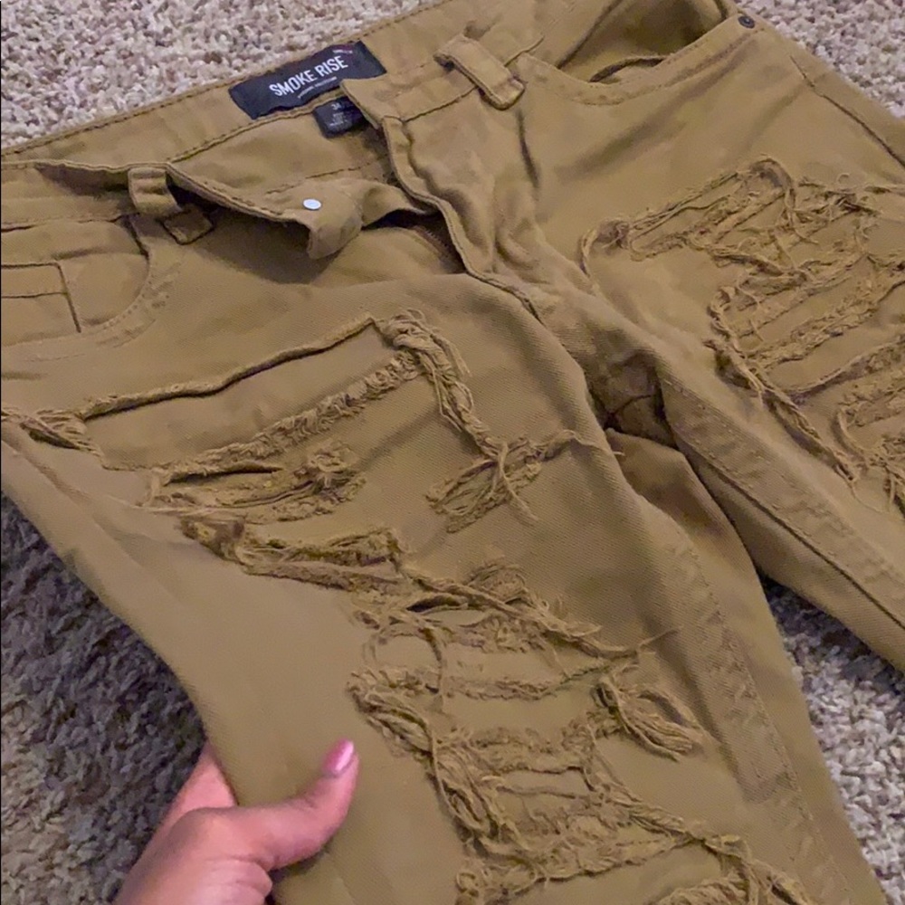Men’s Khaki Distressed Jeans